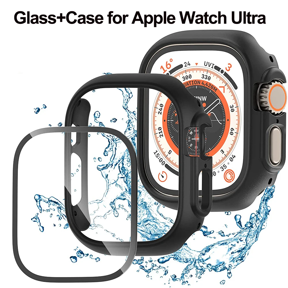Vetro + custodia per Apple Watch Ultra 49mm antigraffio PC Apple Watch Ultra Case Iwatch Ultra/8 Pro 49mm Cover + pellicola proteggi schermo