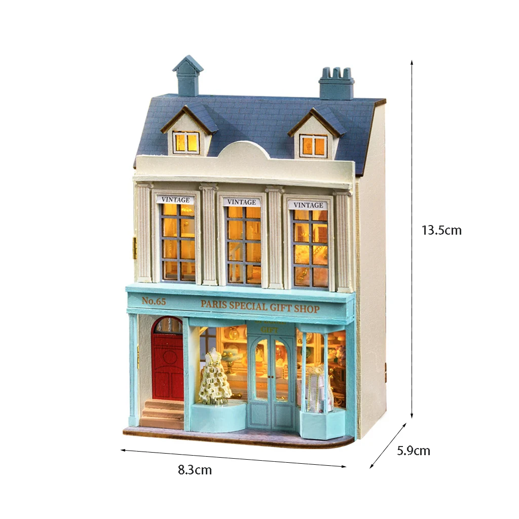 مجموعة أدوات بيت الدمى الخشبي القابلة للفتح من OUZEY - نموذج مصغر "سلسلة منزلية صغيرة" مع أثاث، هدية إبداعية للفتيات #4