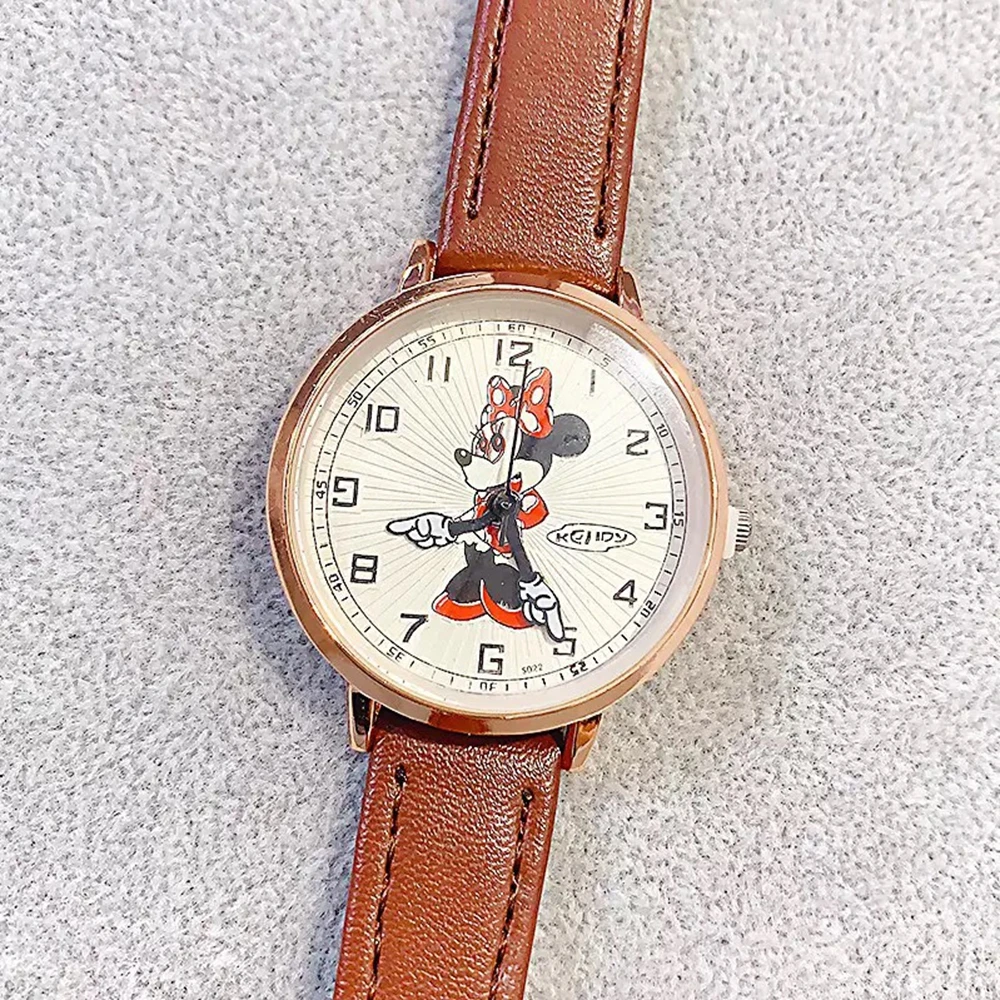 Mickey Mouse Minnie Children's Watches Fashion Cute Cartoon Quartz Watch Small Dial Women Wristwatch Ladies Dress Watch