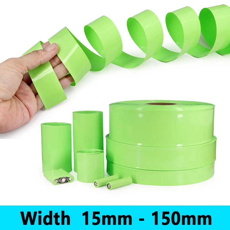 

1M-20M Fruit Green PVC Heat Shrink Tube 15mm-150mm Waterproof Cable Sleeve 18650 Battery Pack Insulated Film Case Battery Wraps