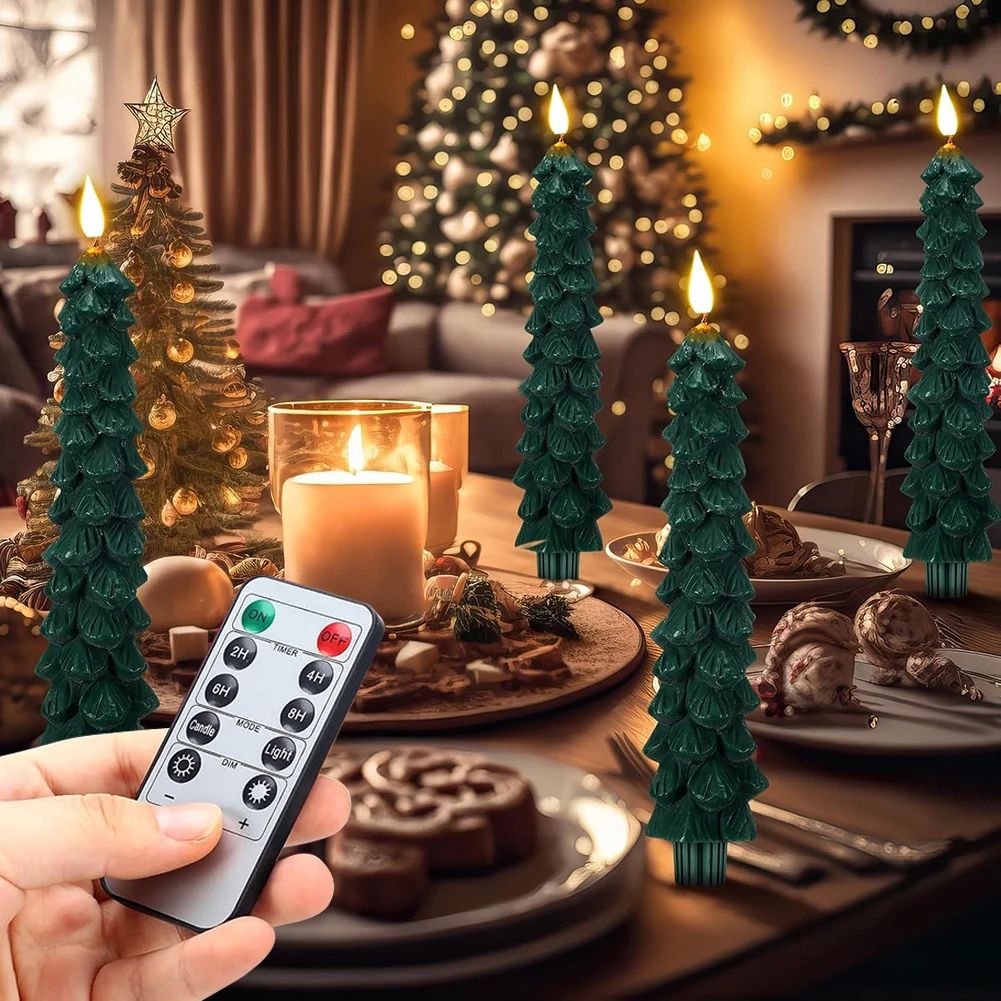 Remote-Controlled Flameless Taper Candles Remote for Tree with Flickering Effect LED Battery Operated Candles Home Decor