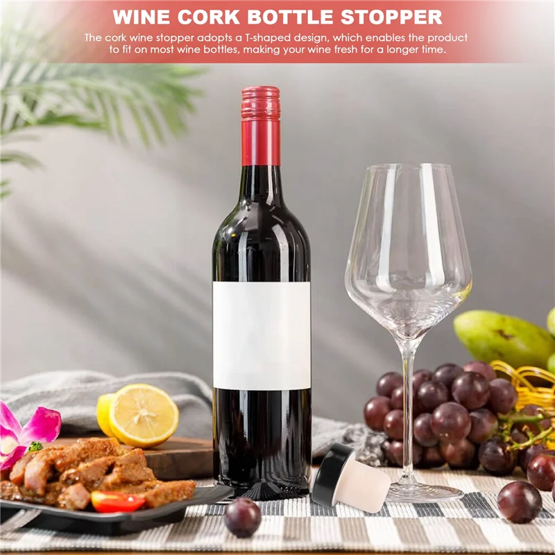 24Pcs T-Shaped Stopper Reusable Wine Cork Bottle Stopper Sealing Plug Bottle Cap for Wine Beer Bottles (Black)