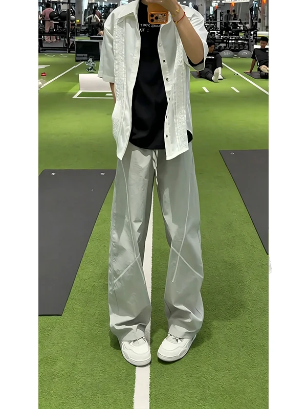 

Cleanfit Quick Dry Wide Leg Ice Silk Pants Men's Summer Thin Loose Sports Casual Trousers Straight Tube Lightweight Breathable