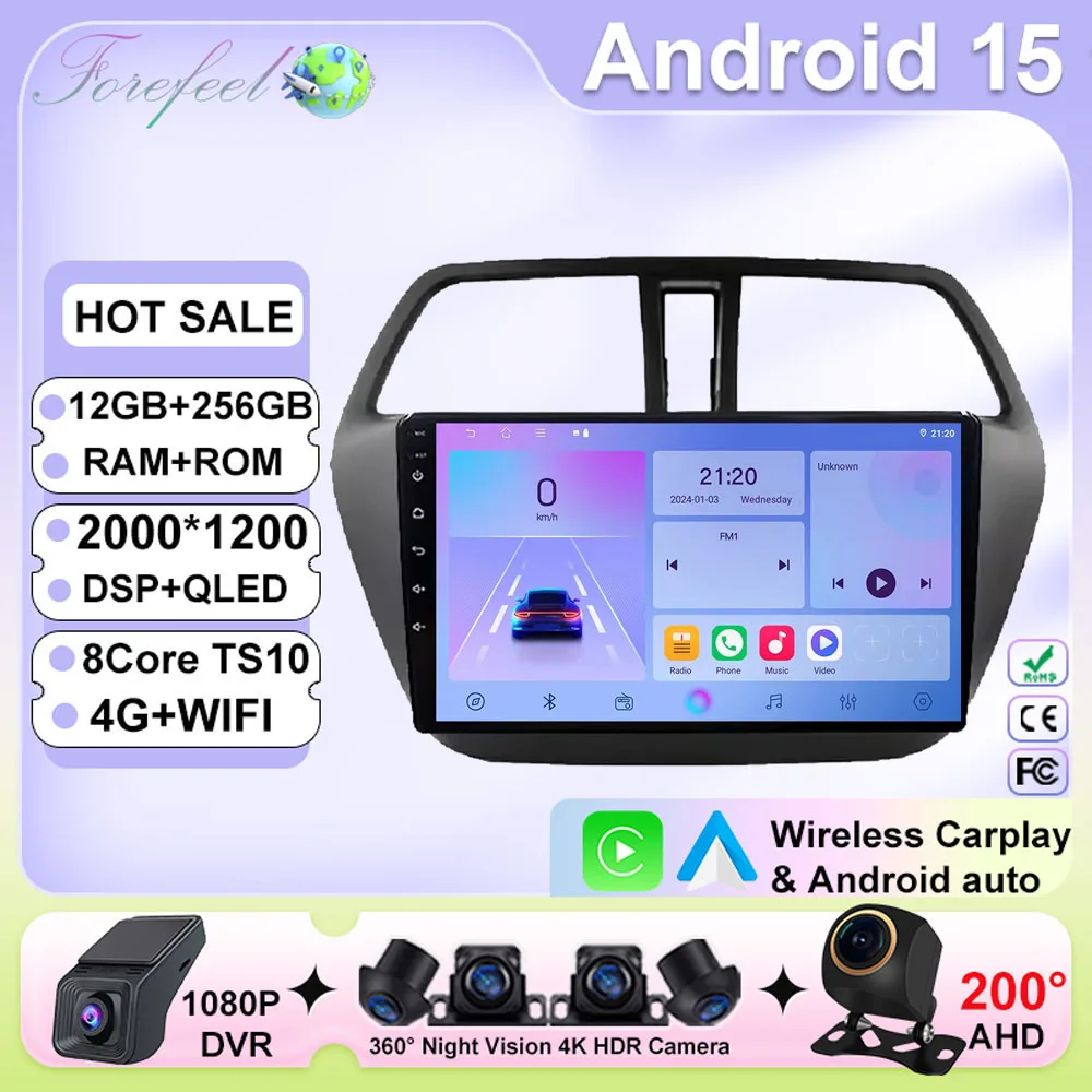

Android 15 Multimedia For Suzuki SX4 2 S-Cross 2012 - 2016 Car Player GPS Stereo Screen Navigation Auto Radio Screen No 2 Din 5G