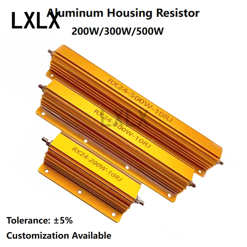 RX24 Aluminum Housing Wirewound Power Resistor 200W 300W 500W 0.1Ω-10KΩ 8R 100R for LED Load and Motor Braking Custom Resistance