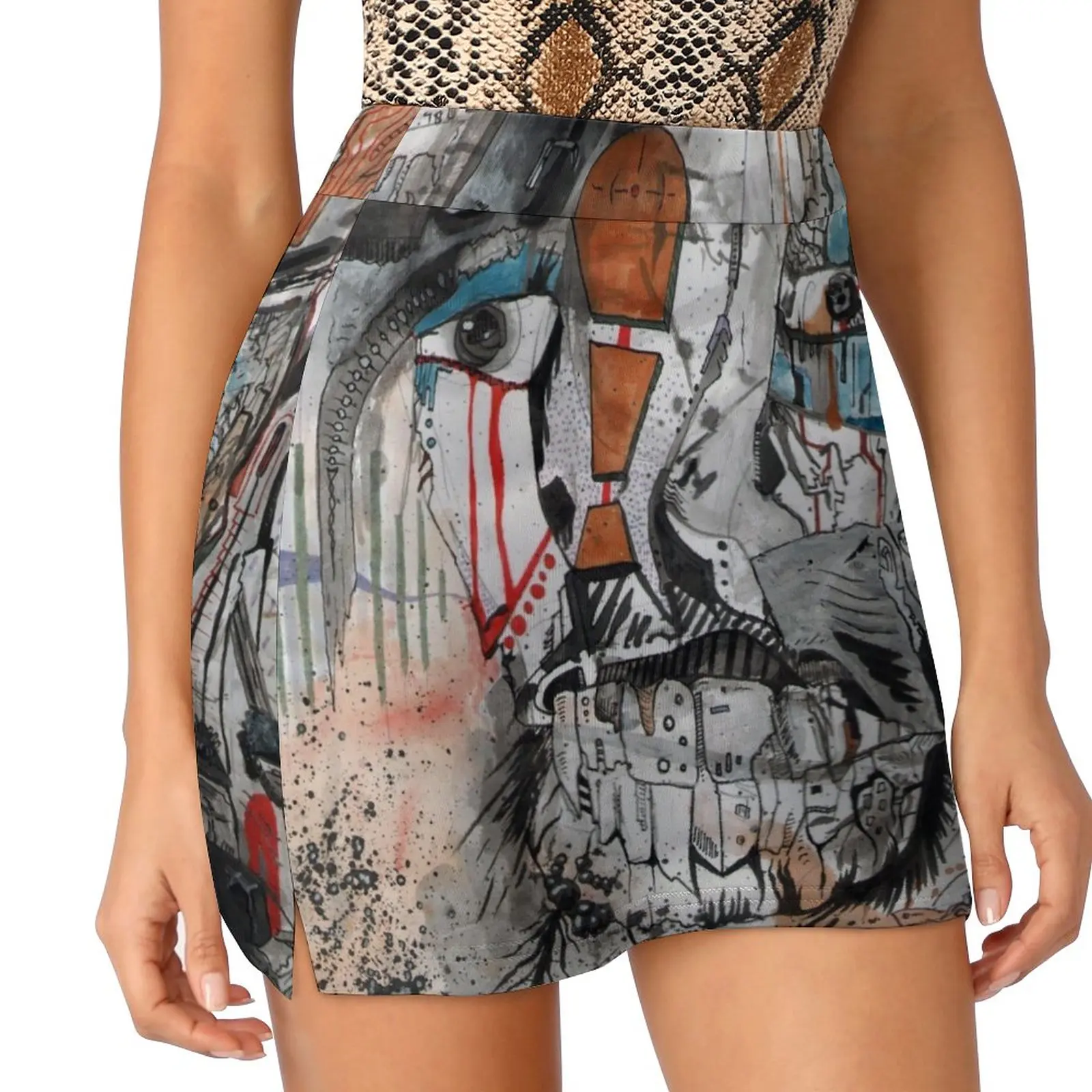 

Servator Abstract Painting Light Proof Trouser Skirt extreme mini dress womans clothing