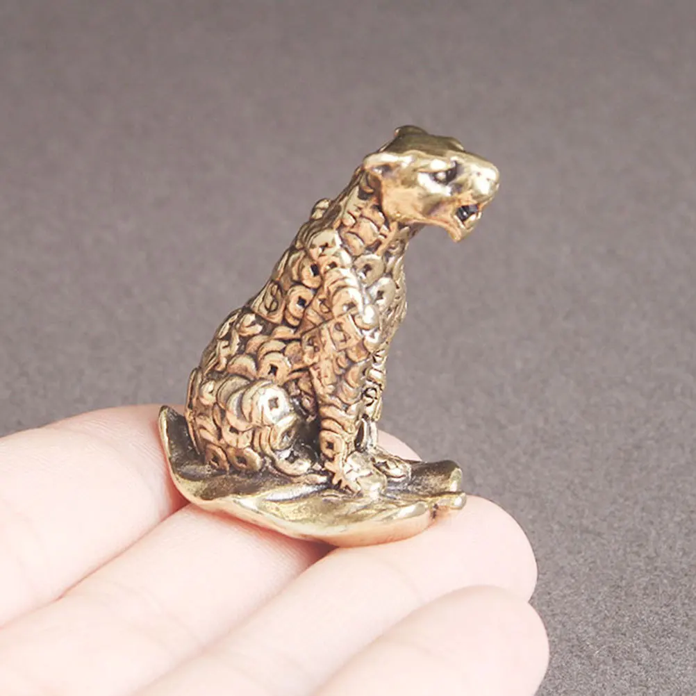 

Vintage Brass Leopard Ornament Retro Style Desktop Brass Craft Decorative Ornament Home Decor Desktop Copper Craft