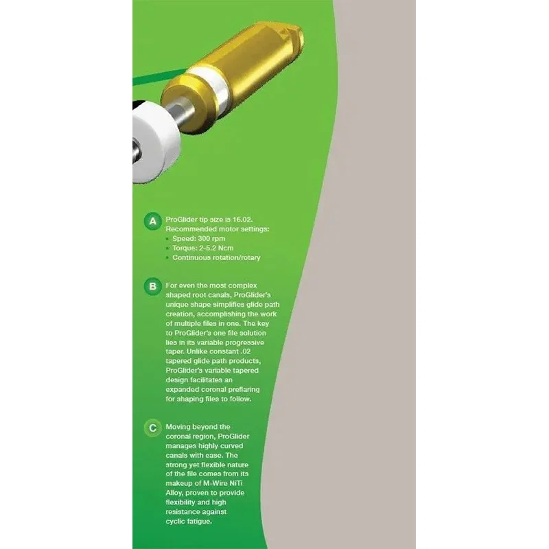 Arquivos Dental Pro Glider Guia, Endo Rotary Files para preparação do canal radicular, uso do motor, 16.02 Niti, 1 Pack