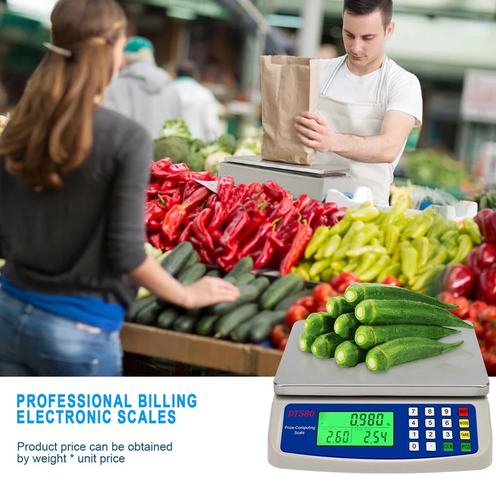 40kg/1g Large Digital Kitchen Scale LCD Display Commercial Food Scale with Tare Function Coins Counting Scale for Baking Cooking