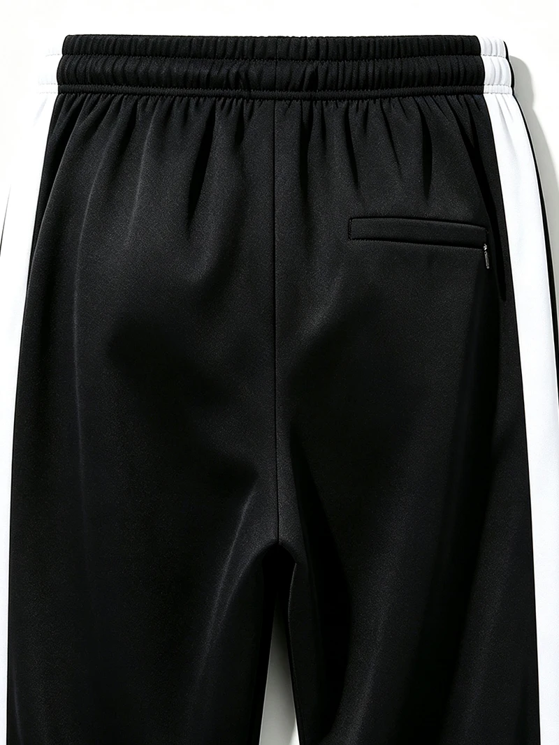 Herren-Freizeithose für Frühling/Herbst, gerader Schnitt, Seitenstreifen, elastischer Bund mit Kordelzug, Reißverschluss am Knöchel, normale Passform, für den täglichen Sport- und Freizeitgebrauch – Detail 11