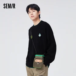 Semir Pullover Sweater Men Winter Simple Sweater Contrasting Fashionable Textured Sweater