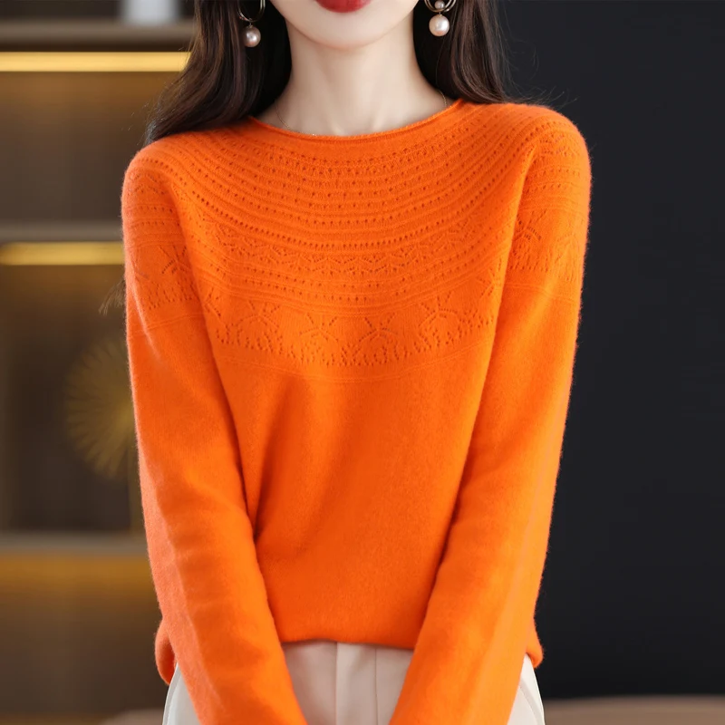 Cashmere Sweater Women Knit Sweater 100% Pure Merino Wool 2023 Winter Fashion Slash Neck Top Autumn Warm Pullover Jumper Clothes