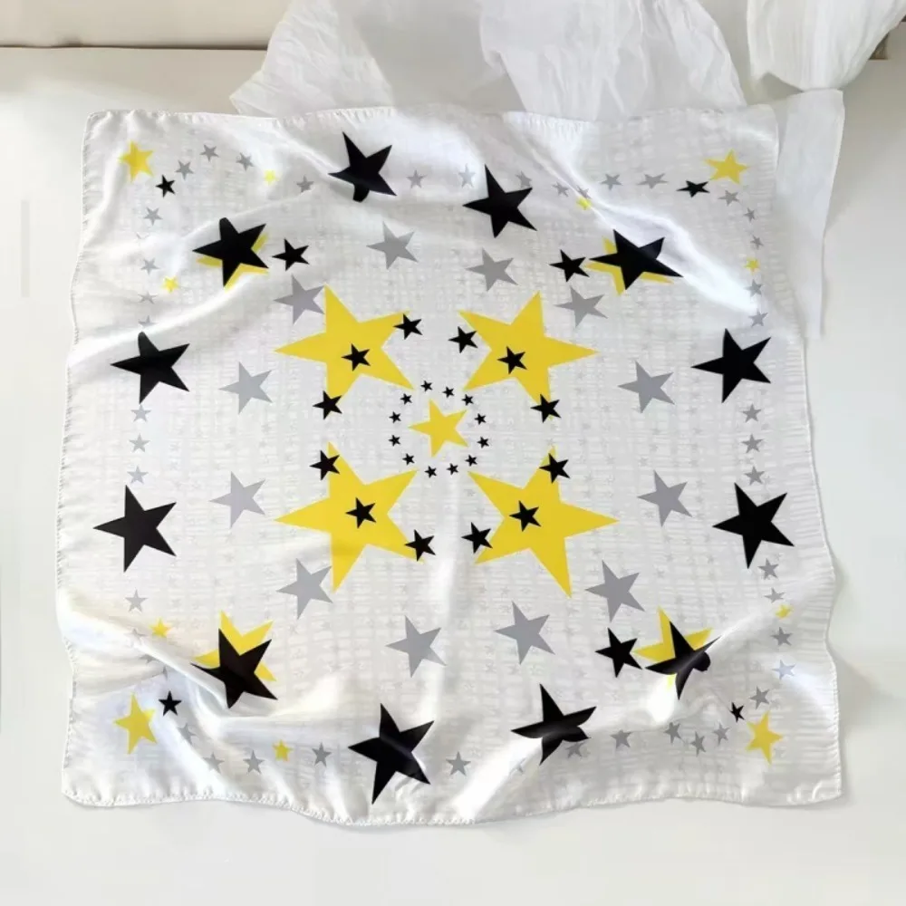 

Retro Printed Star Print Scarf Geometric Shape Spicy Girls Leopard Print Silk Scarf Korean Headband Hair Scarf Outdoor