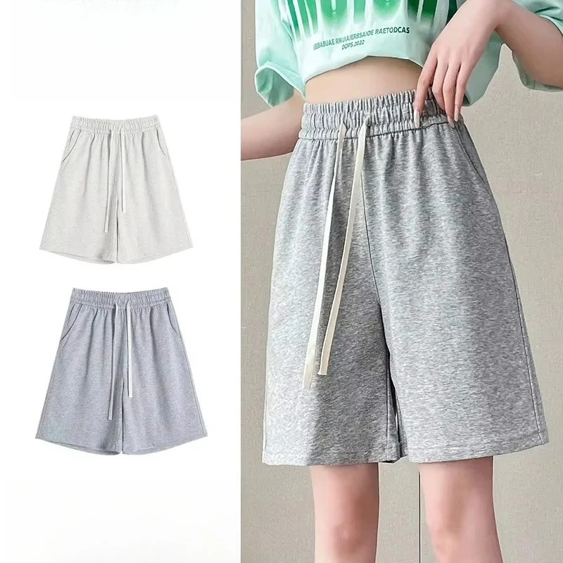 Hot-selling cotton high-waisted casual sports shorts women's four-season thin loose wide-leg streetwear versatile five-point