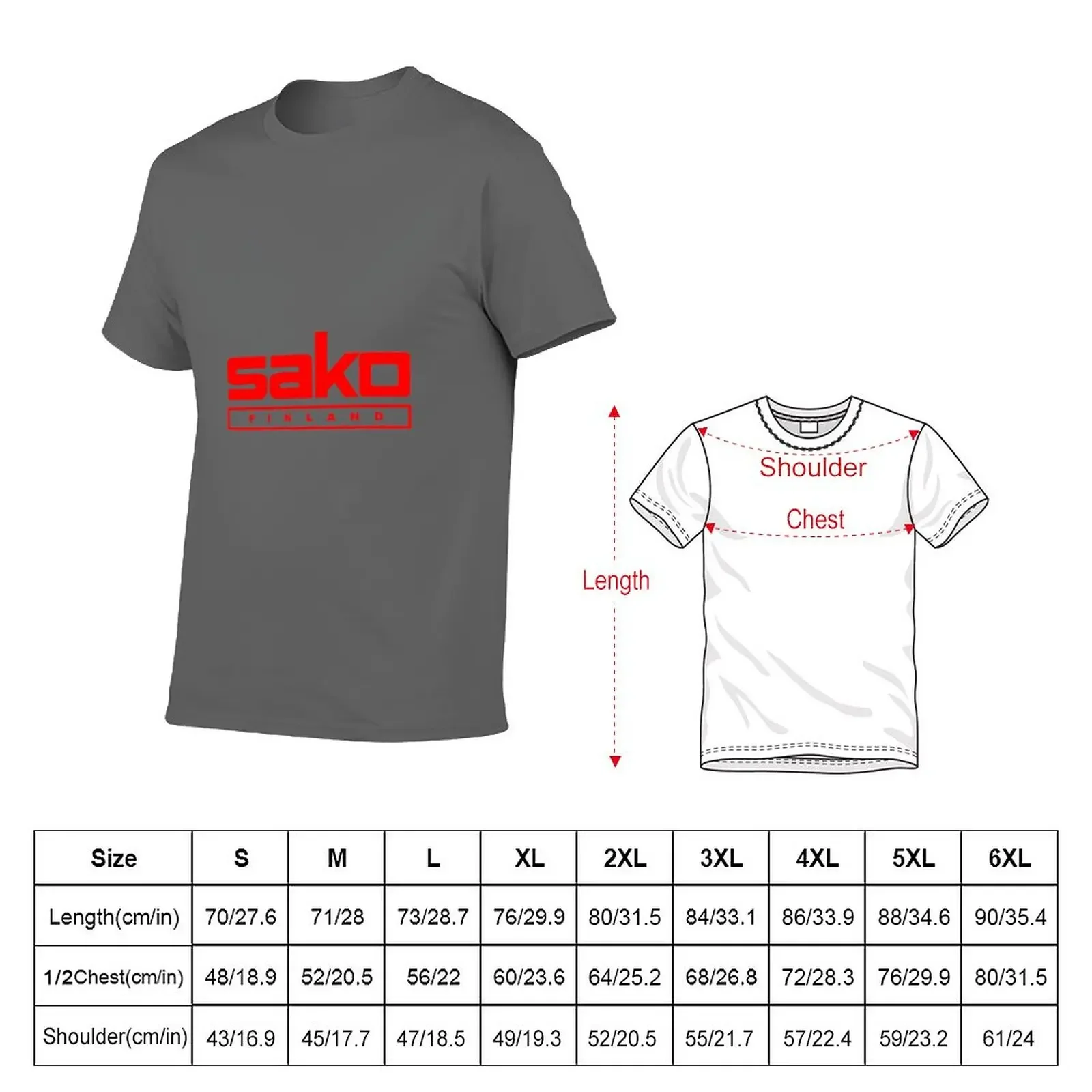 SAKO Red Logo T-Shirt vintage clothes oversized anime clothes plain black t shirts men