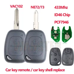 2BT 433Mhz ID46 PCF7946 Chip Car Key Fob Case Shell Housing per Renault Vauxhall Vivaro Traffic Primastar Master Kangoo Movano