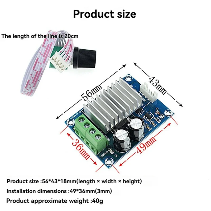 High Quality-Adjustable 20A PWM DC Motor Governor, 12-24V With Integrated Dimming And Temperature Control Switch