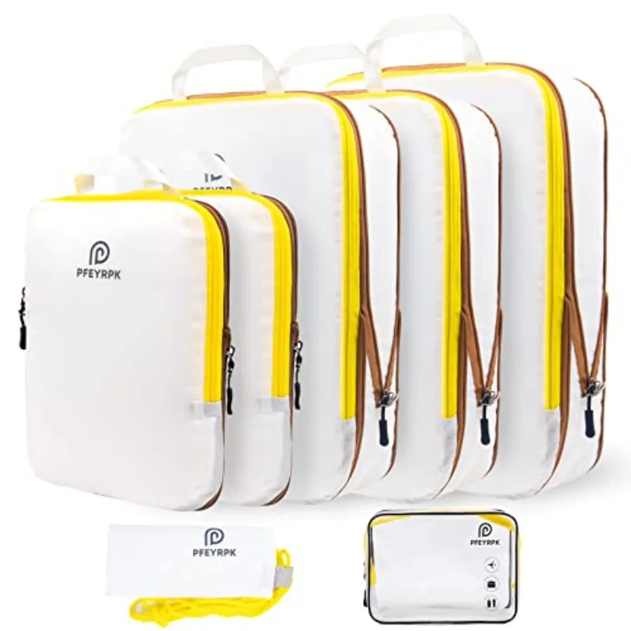 

Lightweight Compression Packing Cubes for Suitcases Compressible Expandable Travel Packing Organizer with Clear Toiletries and