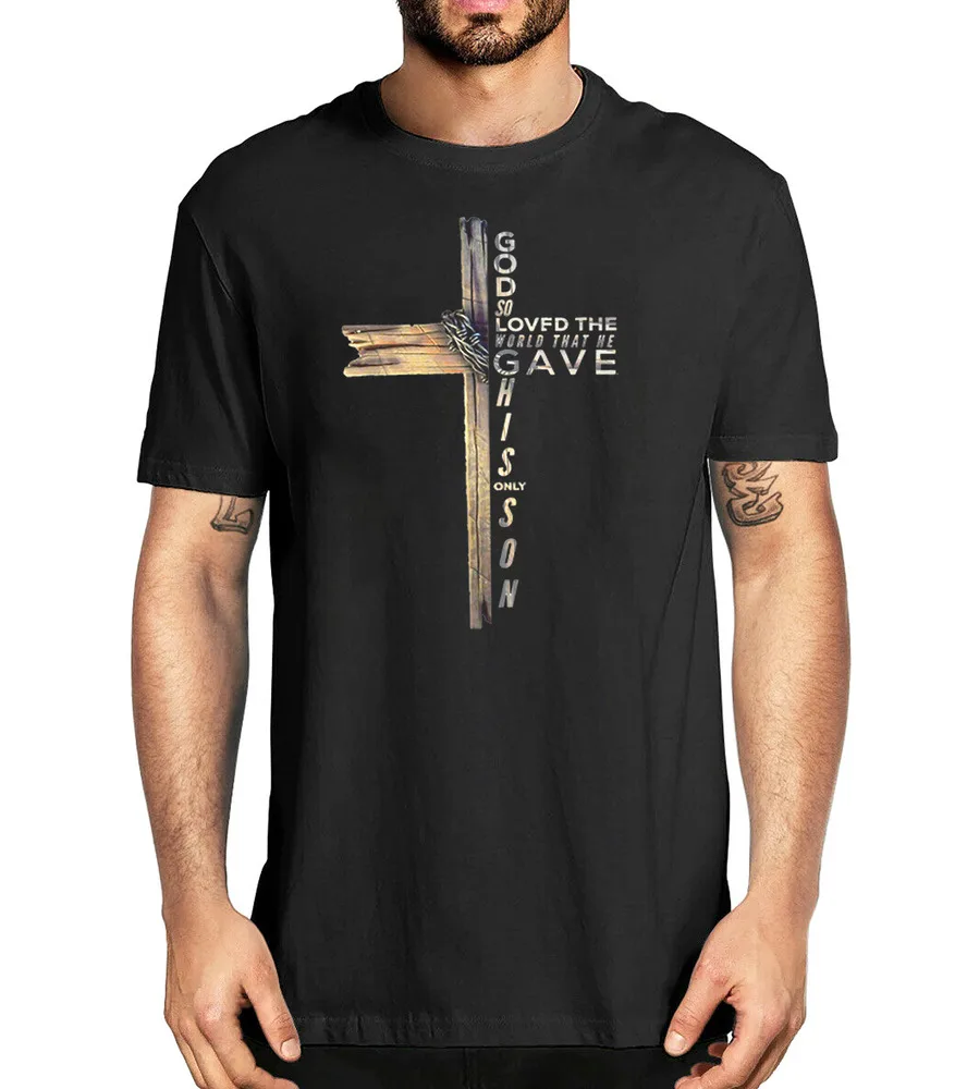 John 3:16 Bible Verse Cross T-shirt Christian Gospel Shirts Anime Graphic T-shirts Y2K Tops New Arrival Unisex Summer