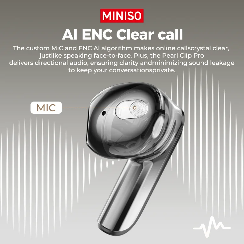 MINISO Real Time AI Translator Earbuds Business Bluetooth Headphones ANC Noise Reduction LED Sports Wireless Earphones MS103