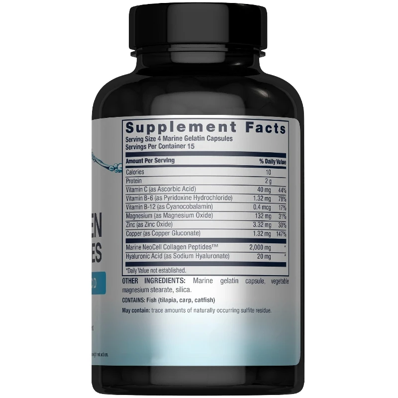 Marine Collagen Capsules with Hyaluronic Acid, Aloe Vera, Vitamin C & E -Promote Firm Skin, Strong Nails & Hair, Healthy Joints