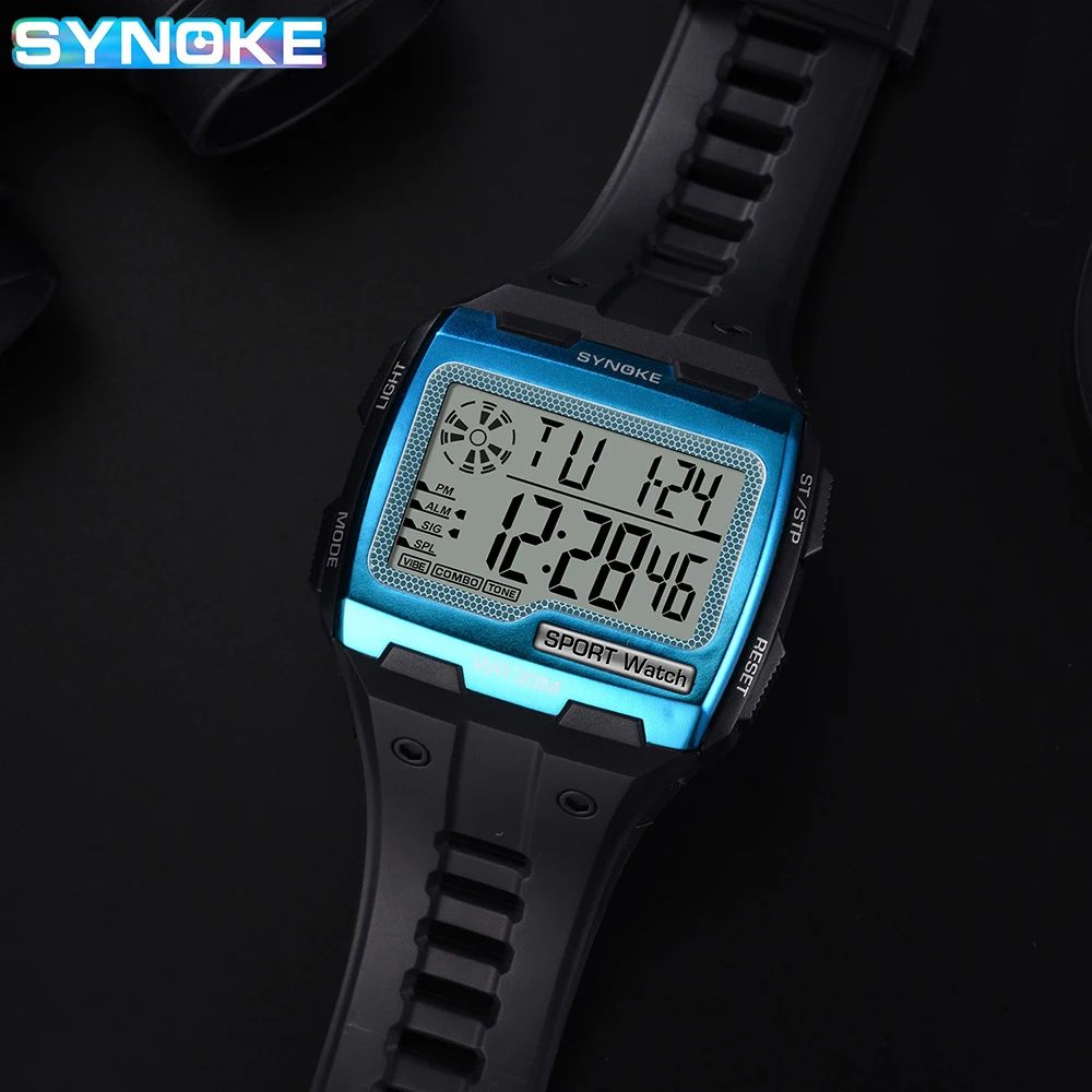 SYNOKE Digital Watch For Men Big Numbers Easy to Read 5ATM Water Resistant Men Digital Watch Outdoor Sports Luminous Function