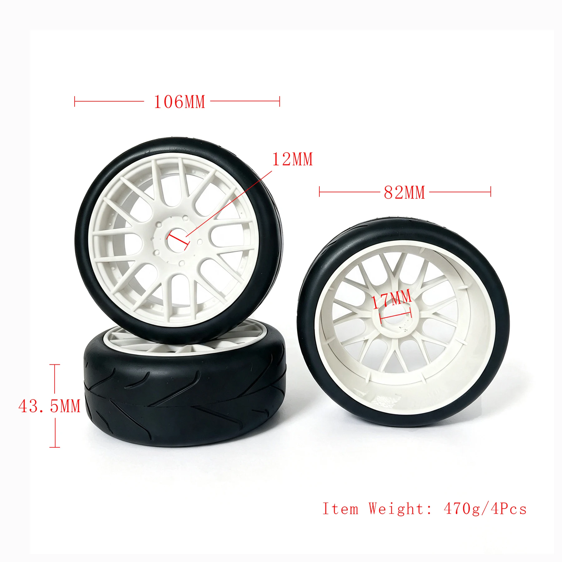 1/8 Rally Tires 106mm Drift Racing Wheels 17mm Hex for RC On Road Car Kyosho HPI WR8 HSP FS ZD Hobao ARRMA Redcat Losi VRX Parts