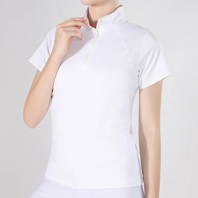 

MXLLINA Short Sleeve Equestrian Shirt Women Zipper Horse Riding T-Shirt Sport Breathable T-Shirt Female Equestrian Tops