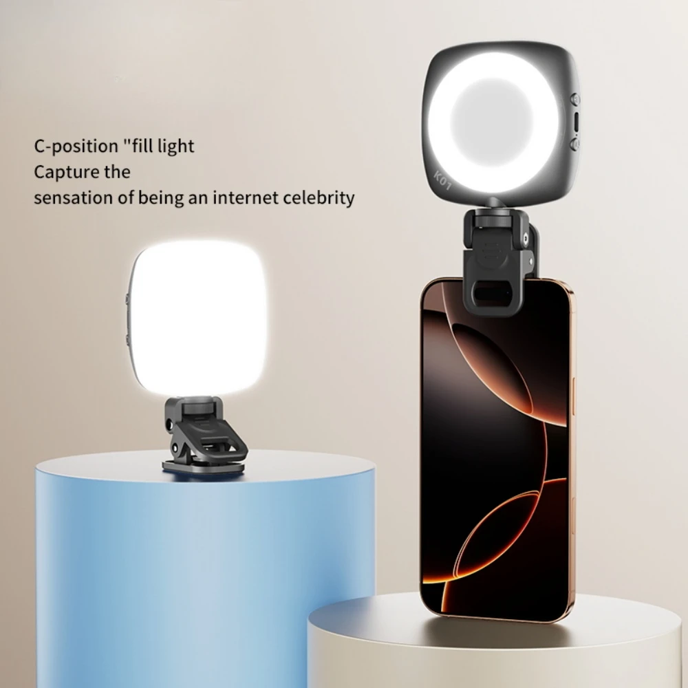 

Fill Light Adjustable Mini Beauty Tri Color Mobile Phone Handheld Rotating Folding Portable Selfie Video Phone Fill Light