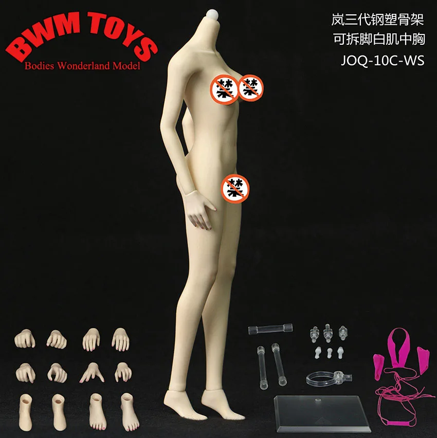 JOQ-06C JOQ-10D 1/6 Lan 3.0 Super-Flexible Stainless Steel Medium Bust Narrow Shoulder Seamless Body for 12'' Action Figure