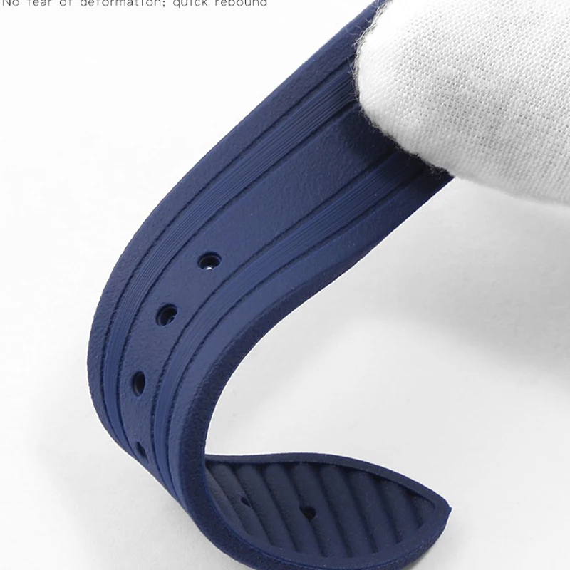 High-Quality Rubber Watch Strap 20mm for Omega Seamaster 300 Watchband with Folding Clasp Curved End Wristwatch Belt