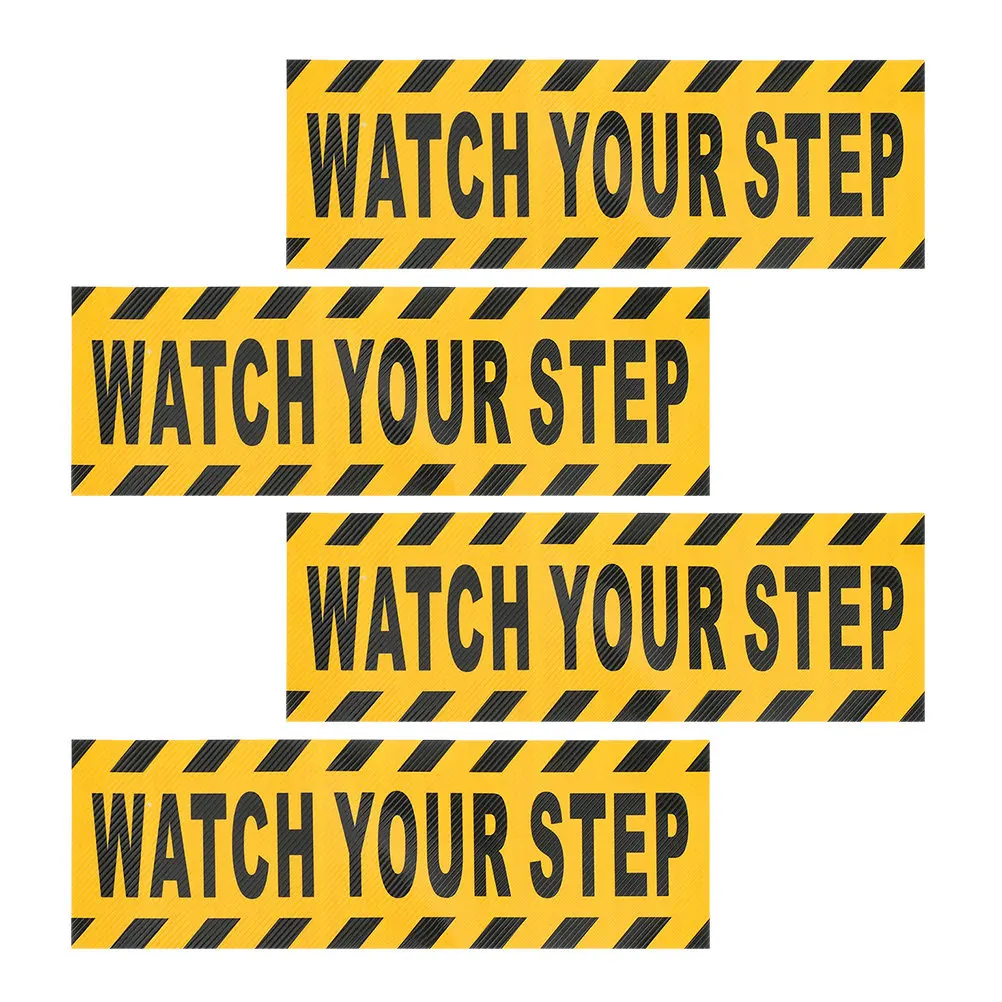 

4Pcs Anti Slip Watch Your Stickers Floor Warning Tape for Stairs Indoor Outdoor Use Stair Grip Tape