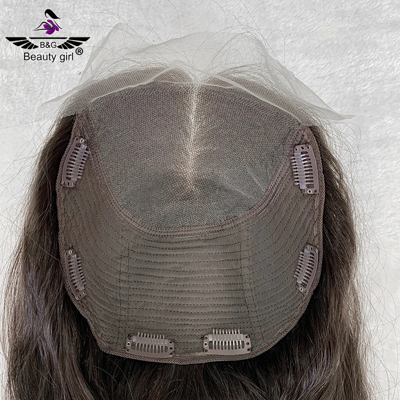 

Invisible Natural Hairline Hand Tied Human Hair Topper Clips French Lace Toupee Customized Lace Top Wefted Topper