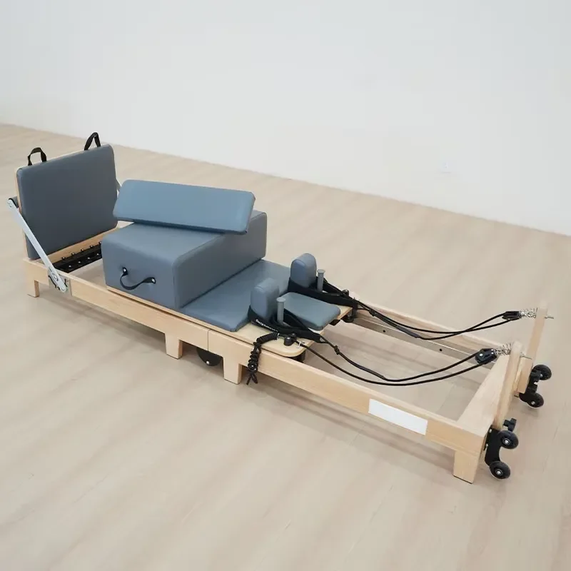 for Factory Commercial Grade Oak Wood Pilates Reformer Foldable CE ISO Certified for Professional Pilates Studio