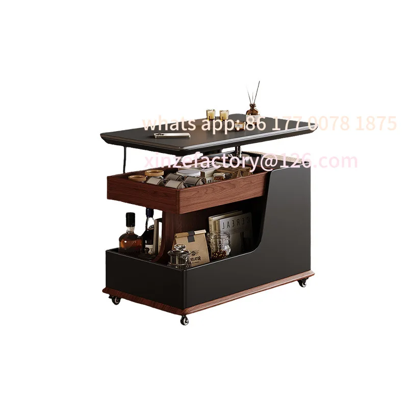 Customizable Lifting Slate Desktop Side Couple Living Room Side Cabinet Movable Cart Multifunctional