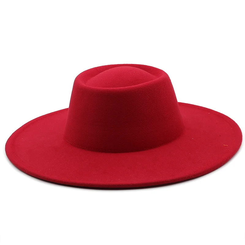 Sombrero de ala ancha de 9,5 cm para mujer, sombrero de copa de Iglesia Derby, estilo retro, británico, de lana, de jazz, color sólido, para Otoño e