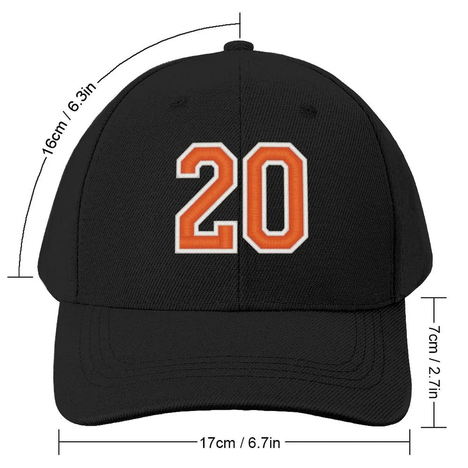 Sports Number 20 Jersey twenty Orange Baseball Cap Anime Sunhat western Hat Big Size Hat Hats For Women Men's