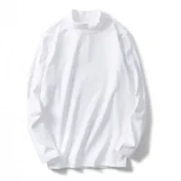 220g Merino Wool Base Layer Shirt Autumn Winter Style Shoulder Drop Long Sleeve Half High Collar Inner Wear T-Shirt for Men