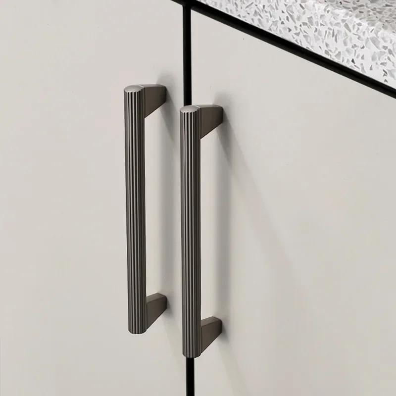 yesVertical Line Zinc Alloy Furniture Handles Solid Cabinet Pulls Drawer Knobs Kitchen Door Cupboard Modern Hardware