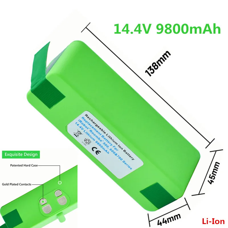 

Литиевая аккумуляторная батарея 2021, 14,4 В, 500 Ач/600 Ач/700 Ач/800 Ач для iRobot Roomba 560, 620, 650, 770, 780, 880,