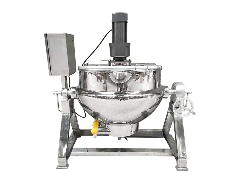 Stainless Steel 50L- 600L industrial jacketed kettle with agitator  sanitary porridge soup boiler mixing cooking jacketed kettle