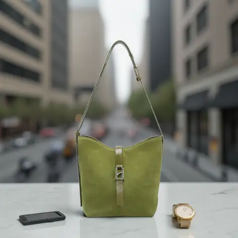 LA FESTIN Original Märkes Axelväska 2025 Ny Mockaväska Handväska Dam Mode Hinkväska Grön Läderväska 6 best sales grön väska - №4