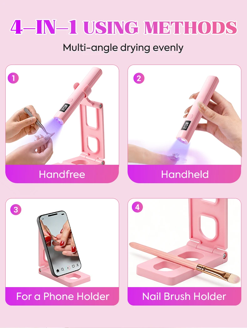 Mini-Nagellampe mit 2 Timer-Einstellungen, stabiler Nagelständer, tragbare UV-LED-Nagellampe für schnelles Gel-Nagellack-Trocknen, für den Heimgebrauch, Salon, DIY. – Detail 8