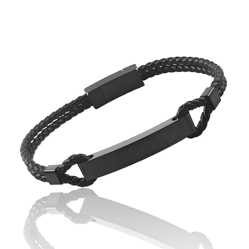 

Family Name Couple bracelet Leather Stainless Steel Combination Bracelet Magnetic Male Punk Bangles Jewelry Wholesale