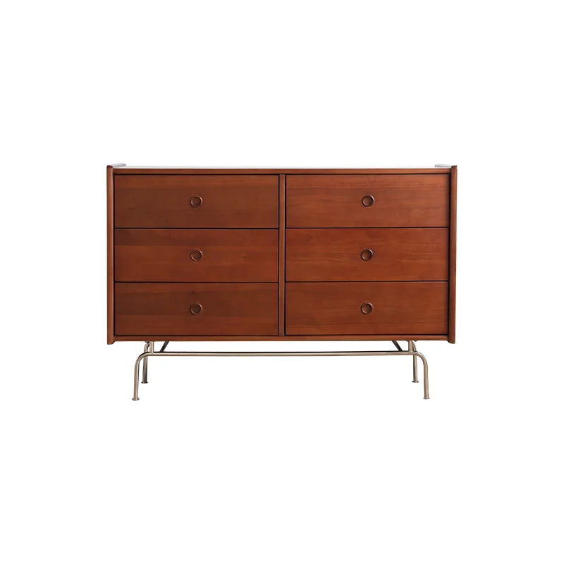 

Six-chest cabinet Nordic retro solid wood storage cabinet Bedroom porch drawer cabinet Japanese home