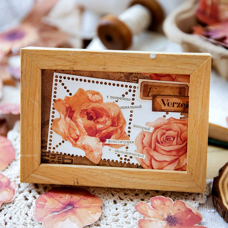 45 Stuks Zonsondergang Bos Decoratieve Sticker Retro Vlinder Bloemen Laat Scrapbooking Materiaal Label Diy Dagboek Planner