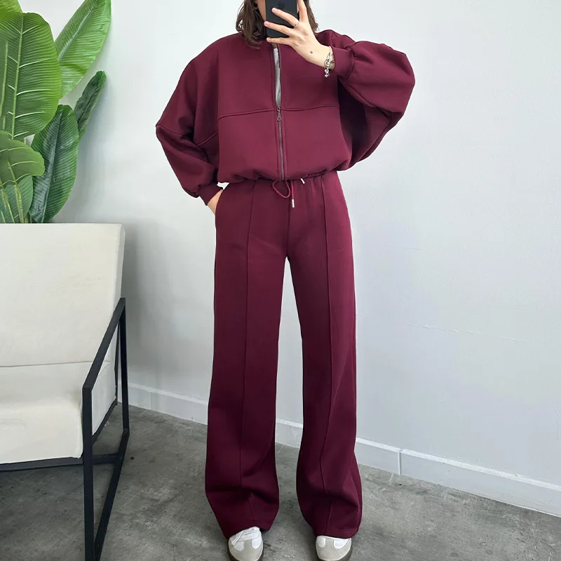 Conjunto de dos piezas de cárdigan simple para mujer, elegante, deportivo, informal, color sólido, novedad de 2024