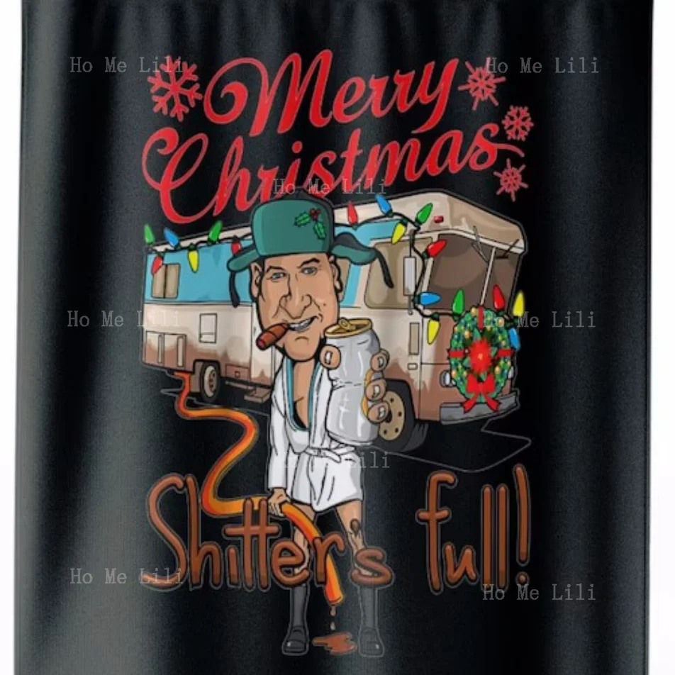 New Customizable Toilet Christmas Holiday Movie Home Decor Black Shower Curtain