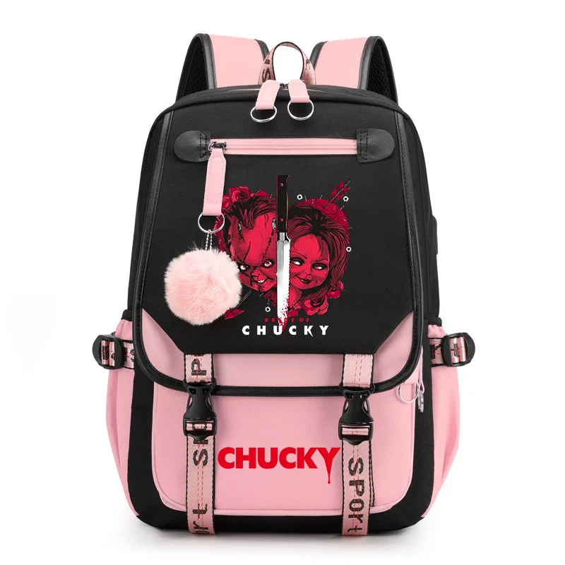 Child's Play Chucky Boys Girls Schoolbags Teenager USB Charging Laptop Backpack Women Men Rucksack Travel Bag Mochila