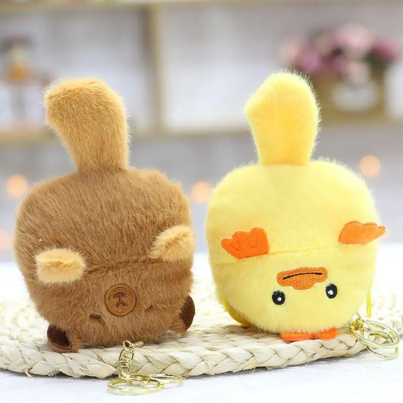 Monedero de felpa con dibujos de animales, billetera encantadora de Capibara, Panda, gato, conejo, monedero para cambiar dinero, bolsa de almacenamiento para auriculares, llavero